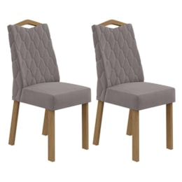 Conjunto 2 Cadeiras Vênus Amêndoa/Veludo Capuccino - Móveis Lopas Conjunto 2 Cadeiras Vênus Amêndoa/Veludo Capuccino - Móveis Lopas