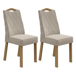 Conjunto 2 Cadeiras Vênus Amêndoa/Veludo Creme - Móveis Lopas