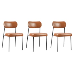 Conjunto 3 Cadeiras Lavínia Couríssimo Amarula/Aço Preto - Salaone Conjunto 3 Cadeiras Lavínia Couríssimo Amarula/Aço Preto - Salaone