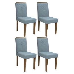 Conjunto 4 Cadeiras Amanda Imbuia/Azul - PR Móveis  