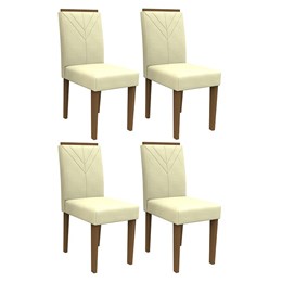 Conjunto 4 Cadeiras Amanda Imbuia/Bege - PR Móveis  