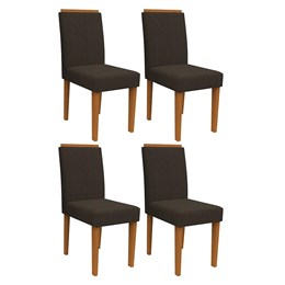 Conjunto 4 Cadeiras Amanda Ipê/Café - PR Móveis  