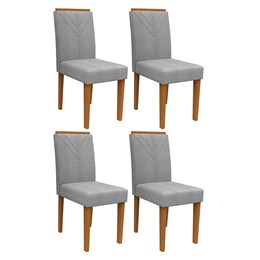 Conjunto 4 Cadeiras Amanda Ipê/Cinza Claro - PR Móveis  