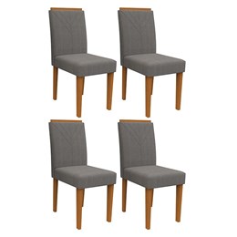 Conjunto 4 Cadeiras Amanda Ipê/Cinza - PR Móveis  