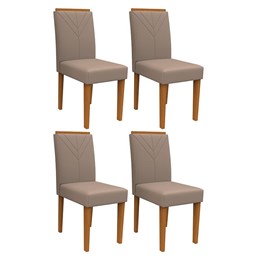 Conjunto 4 Cadeiras Amanda Ipê/Marrom - PR Móveis  