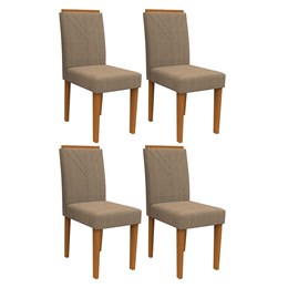 Conjunto 4 Cadeiras Amanda Ipê/Marrom Rosê - PR Móveis  
