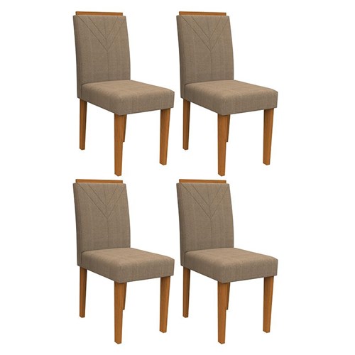 Conjunto 4 Cadeiras Amanda Ipê/Marrom Rosê - PR Móveis  