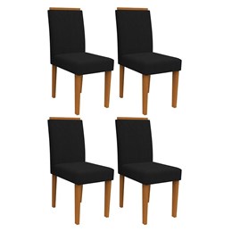 Conjunto 4 Cadeiras Amanda Ipê/Preto - PR Móveis  