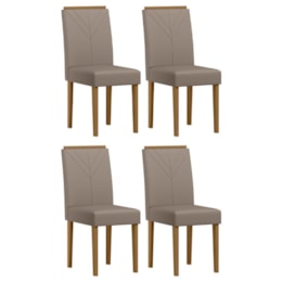 Conjunto 4 Cadeiras Amanda Ypê/Veludo Marrom Rosê - New Ceval Conjunto 4 Cadeiras Amanda Ypê/Veludo Marrom Rosê - New Ceval