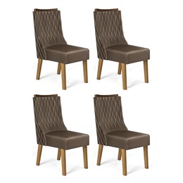 Conjunto 4 Cadeiras Amélia Carvalho Europeu/Marrom Café - PR Móveis
