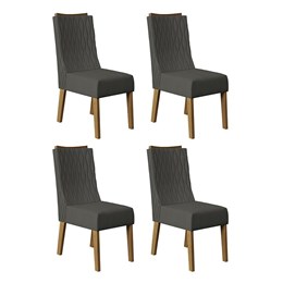 Conjunto 4 Cadeiras Amélia Carvalho Europeu/Suede Cinza - PR Móveis