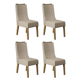 Conjunto 4 Cadeiras Amélia Carvalho Europeu/Suede Nude - PR Móveis
