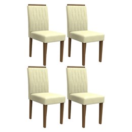 Conjunto 4 Cadeiras Ana Imbuia/Bege - PR Móveis  