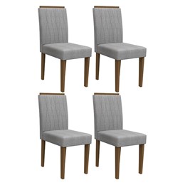 Conjunto 4 Cadeiras Ana Imbuia/Cinza Claro - PR Móveis  