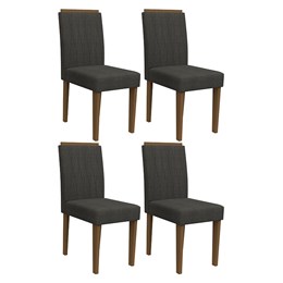Conjunto 4 Cadeiras Ana Imbuia/Cinza Escuro - PR Móveis  