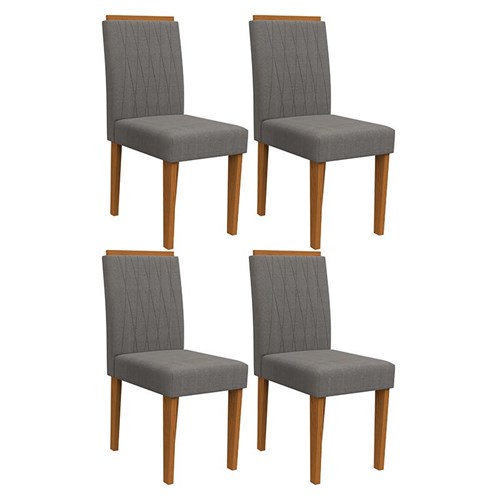 Conjunto 4 Cadeiras Ana Ipê/Cinza - PR Móveis  