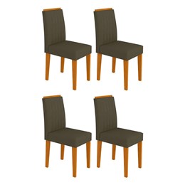 Conjunto 4 Cadeiras Ana Ipê/Marrom Escuro - PR Móveis  