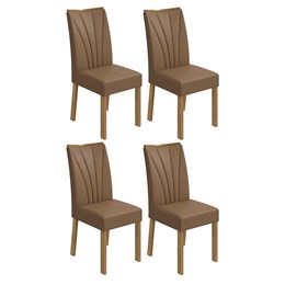 Conjunto 4 Cadeiras Apogeu Amêndoa/Corino Caramelo - Móveis Lopas