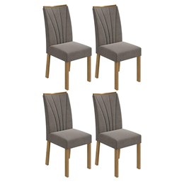 Conjunto 4 Cadeiras Apogeu Amêndoa/Suede Bege - Móveis Lopas