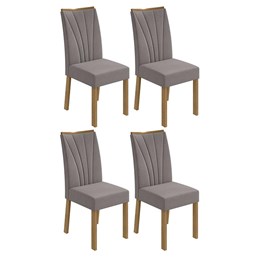 Conjunto 4 Cadeiras Apogeu Amêndoa/Veludo Capuccino - Móveis Lopas 