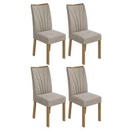 Conjunto 4 Cadeiras Apogeu Amêndoa/Veludo Creme - Móveis Lopas