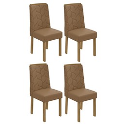 Conjunto 4 Cadeiras Astrid Amêndoa/Corino Caramelo - Móveis Lopas