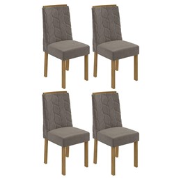 Conjunto 4 Cadeiras Astrid Amêndoa/Suede Bege - Móveis Lopas