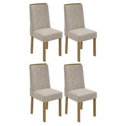 Conjunto 4 Cadeiras Astrid Amêndoa/Veludo Creme - Móveis Lopas