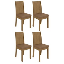 Conjunto 4 Cadeiras Athenas Amêndoa/Corino Caramelo - Móveis Lopas