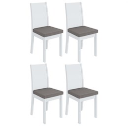 Conjunto 4 Cadeiras Athenas Branco/Veludo Capuccino - Móveis Lopas 