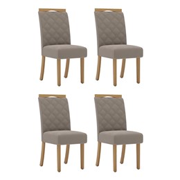 Conjunto 4 Cadeiras Bella Nature/Veludo Marrom Amêndoa - Móveis Henn