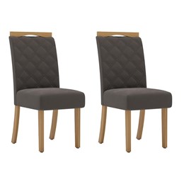 Conjunto 4 Cadeiras Bella Nature/Veludo Marrom Expresso - Móveis Henn