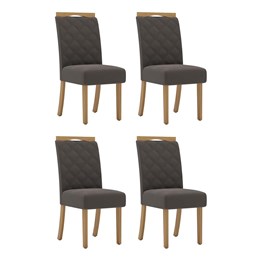 Conjunto 4 Cadeiras Bella Nature/Veludo Marrom Expresso - Móveis Henn