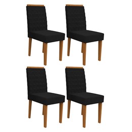 Conjunto 4 Cadeiras Berlim Ipê/Preto - PR Móveis  