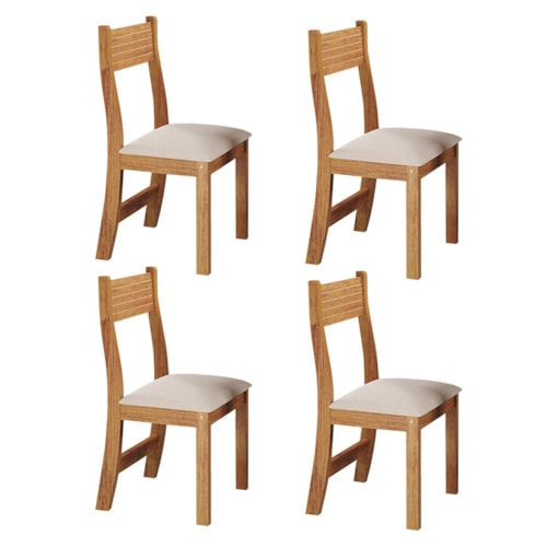 Conjunto 4 Cadeiras Brisa Mel/Linho Bronze - Viero