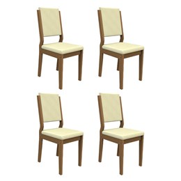 Conjunto 4 Cadeiras Carol Imbuia/Bege - PR Móveis  