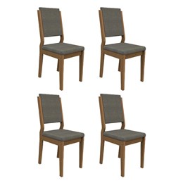 Conjunto 4 Cadeiras Carol Imbuia/Cinza Escuro - PR Móveis  