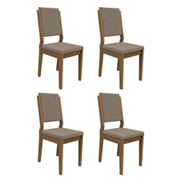 Conjunto 4 Cadeiras Carol Imbuia/Cinza - PR Móveis  