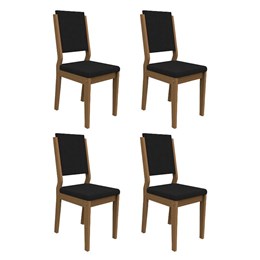 Conjunto 4 Cadeiras Carol Imbuia/Preto - PR Móveis  