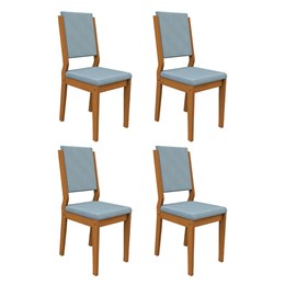 Conjunto 4 Cadeiras Carol Ipê/Azul - PR Móveis  
