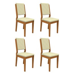 Conjunto 4 Cadeiras Carol Ipê/Bege - PR Móveis  