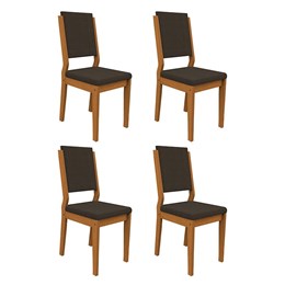 Conjunto 4 Cadeiras Carol Ipê/Café - PR Móveis  