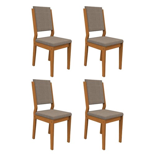 Conjunto 4 Cadeiras Carol Ipê/Cinza - PR Móveis  