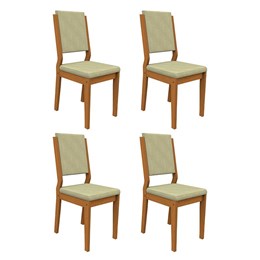 Conjunto 4 Cadeiras Carol Ipê/Marfim - PR Móveis  