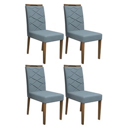 Conjunto 4 Cadeiras Caroline Imbuia/Azul - PR Móveis  