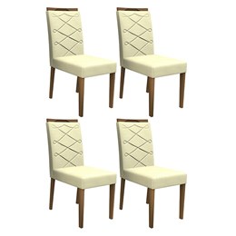 Conjunto 4 Cadeiras Caroline Imbuia/Bege - PR Móveis  