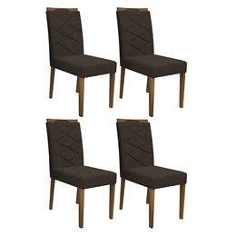Conjunto 4 Cadeiras Caroline Imbuia/Café - PR Móveis  