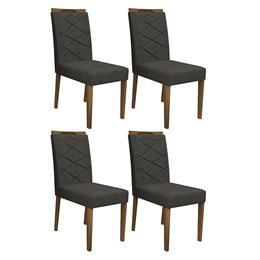 Conjunto 4 Cadeiras Caroline Imbuia/Cinza Escuro - PR Móveis  