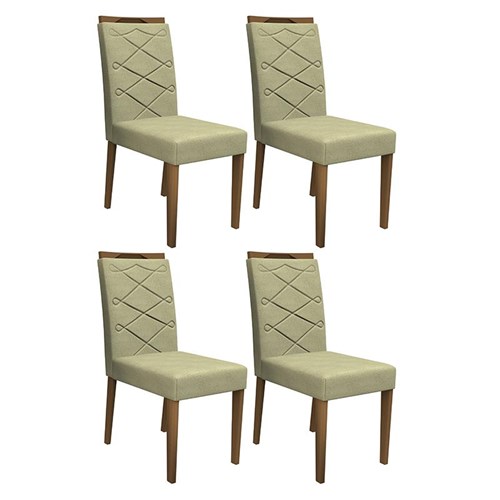 Conjunto 4 Cadeiras Caroline Imbuia/Marfim - PR Móveis  