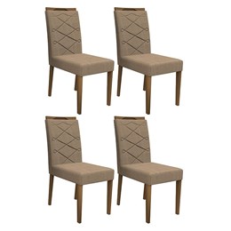 Conjunto 4 Cadeiras Caroline Imbuia/Marrom Rosê - PR Móveis  